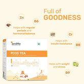 & ME PCOS PCOD Green Tea with Ayurvedic Herbs and Multivitamins for Hormonal Balance, Weight Management Regular Periods (Kashmiri Kahwa, Pack of 4, 60 Tea Bags & 120 Cups)